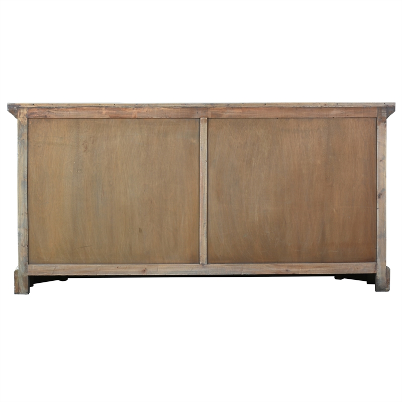 Cottage Window Pane Door Display Sideboard Brown Entryway Cabinet Solid Wood