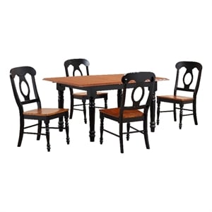 Selections 5PC 60&quot Rectangle Extendable Butterfly Dining Set Black/Cherry Wood