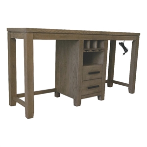 Saunders 71&quot Bar Table Console Charging/USB/Wine Rack/Storage Brown Acacia Wood