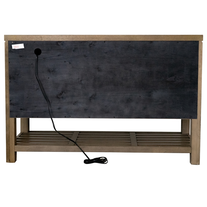 Saunders Sideboard Server/Storage Cabinet/Shelf USB Charging/Brown Acacia Wood