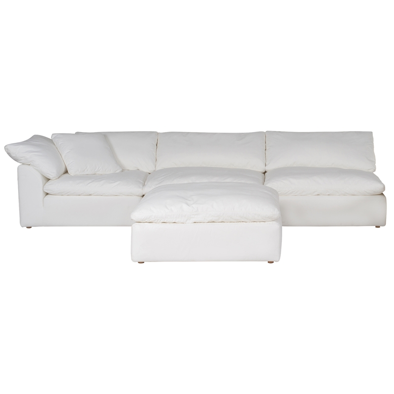 Puff 4 Pc Slipcovered Modular Sectional Sofa Performance Fabric White