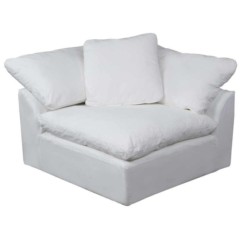 Puff 4 Pc Slipcovered Modular Sectional Sofa Performance Fabric White