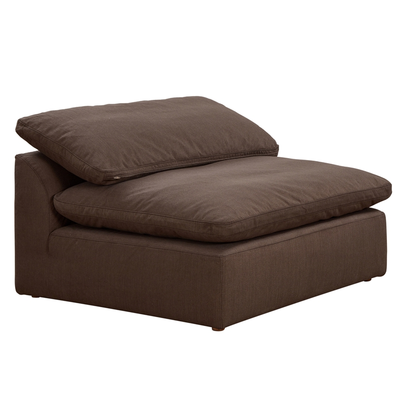 Puff 4 Pc Slipcovered Modular Sectional Sofa Performance Fabric Brown