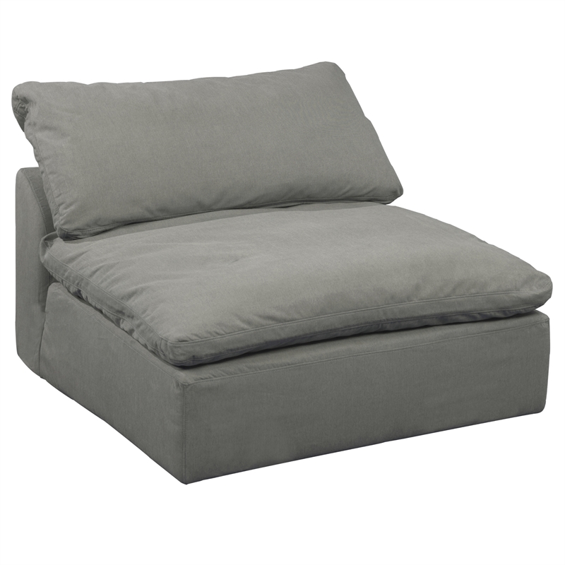 Puff 4 Pc Slipcovered Modular Sectional Sofa Performance Fabric Gray