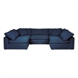 Puff 5 Pc Slipcovered Modular Sectional Sofa Performance Fabric Navy Blue