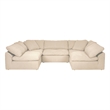 Puff 5 Pc Slipcovered Modular Sectional Sofa Performance Fabric Tan