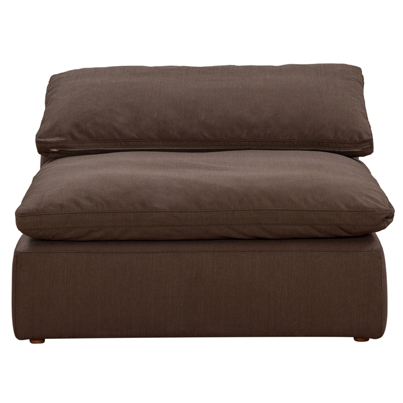 Puff 5 Pc Slipcovered Modular Sectional Sofa Performance Fabric Brown