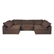 Puff 5 Pc Slipcovered Modular Sectional Sofa Performance Fabric Brown