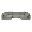 Puff 5 Pc Slipcovered Modular Sectional Sofa Performance Fabric Gray