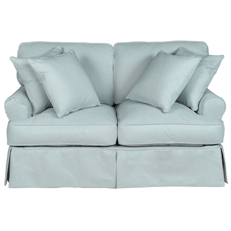 Horizon 4 Pc Slipcovered Living Room Sofa Set Ocean Blue Performance Fabric