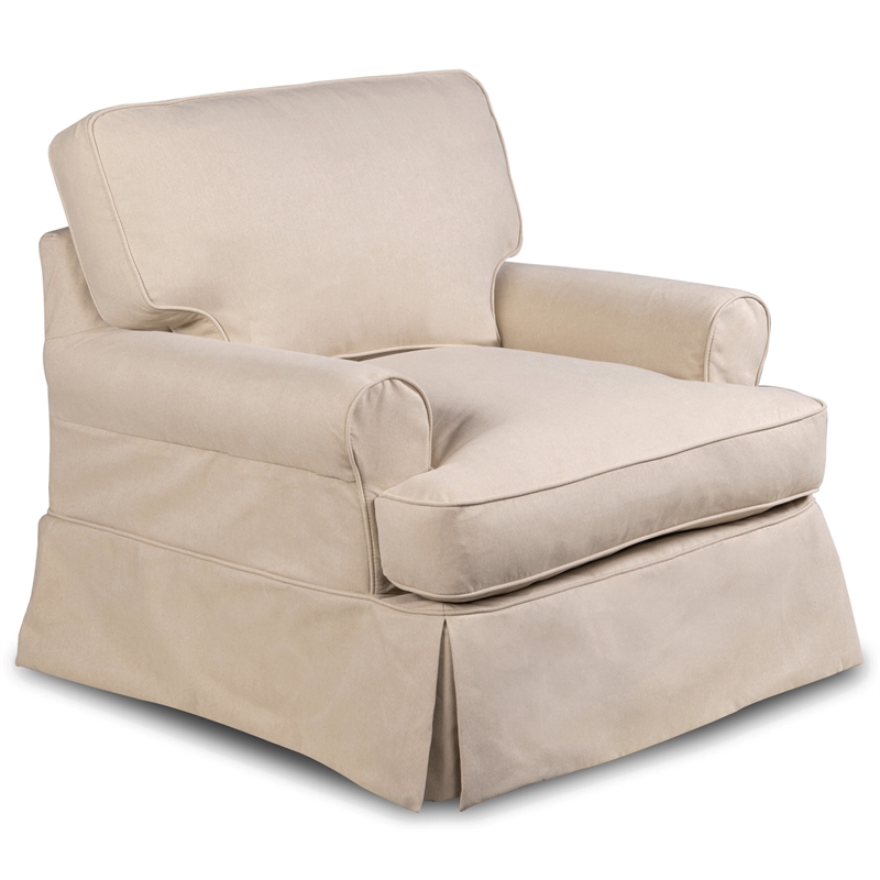 Horizon 4PC Slipcovered Living Room Sofa Set in Tan Washable Performance Fabric