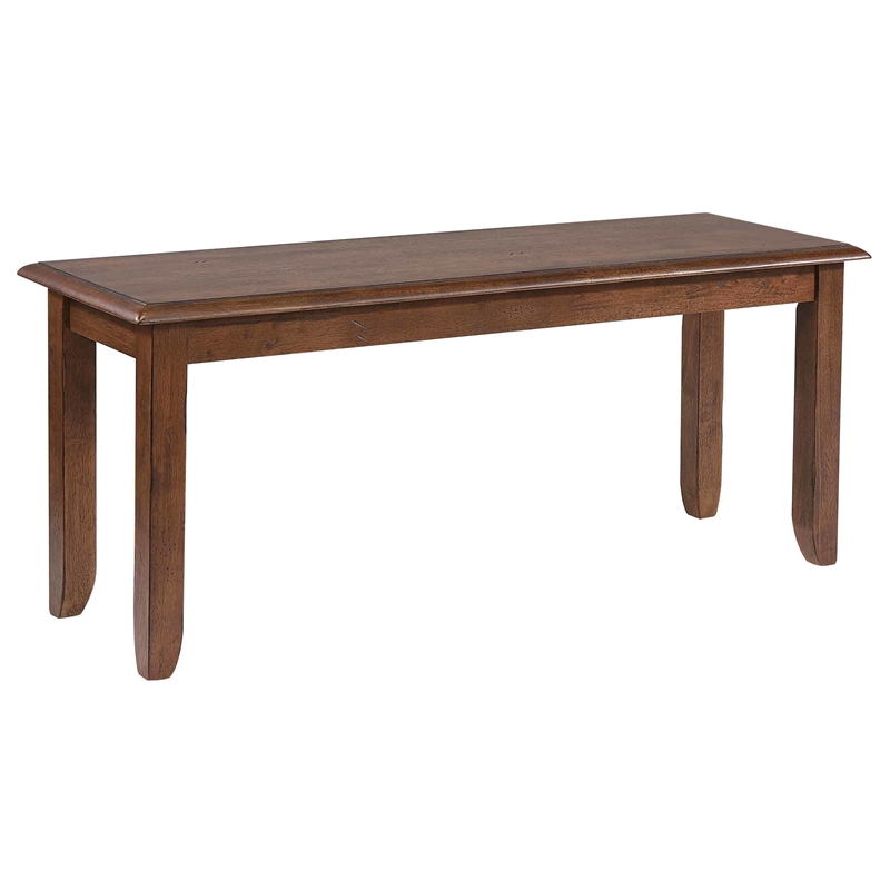 Simply Brook 6PC Extension Dining Set Performance Fabric Chairs Bench Brown Wood