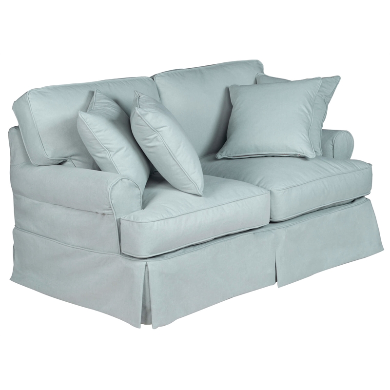 Horizon 2PC Slipcovered Sofa Loveseat Set Ocean Blue Washable Performance Fabric
