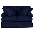 Horizon 2PC Slipcovered Sofa Loveseat Set Navy Blue Washable Performance Fabric