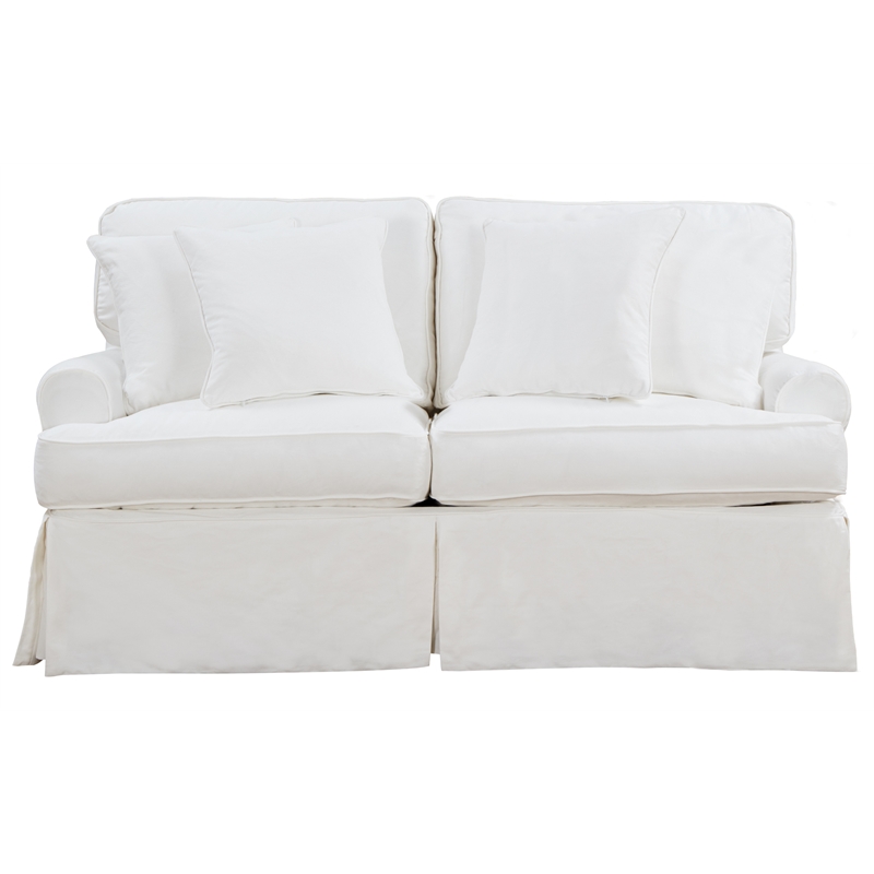 Horizon 2PC Slipcovered Sofa Loveseat Set in White Washable Performance Fabric