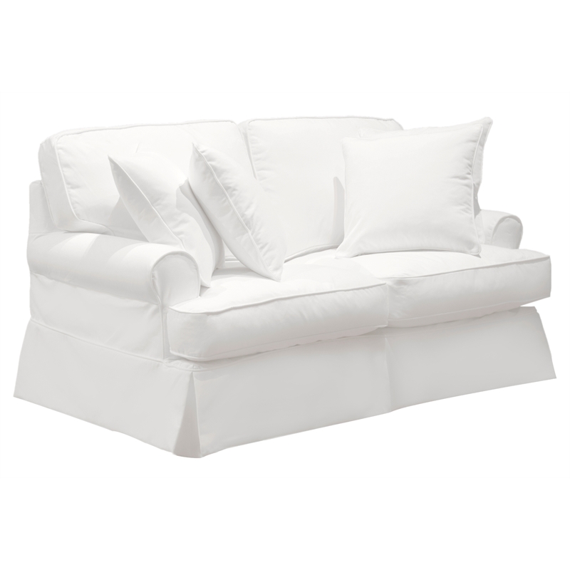 Horizon 2PC Slipcovered Sofa Loveseat Set in White Washable Performance Fabric