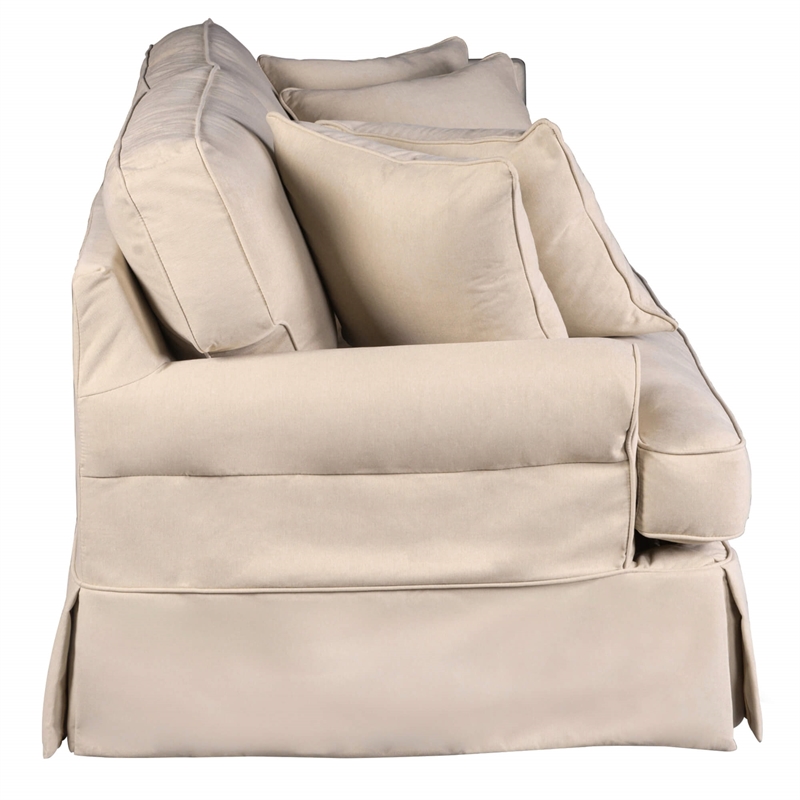 Horizon 2PC Slipcovered Sofa Loveseat Set in Tan Washable Performance Fabric