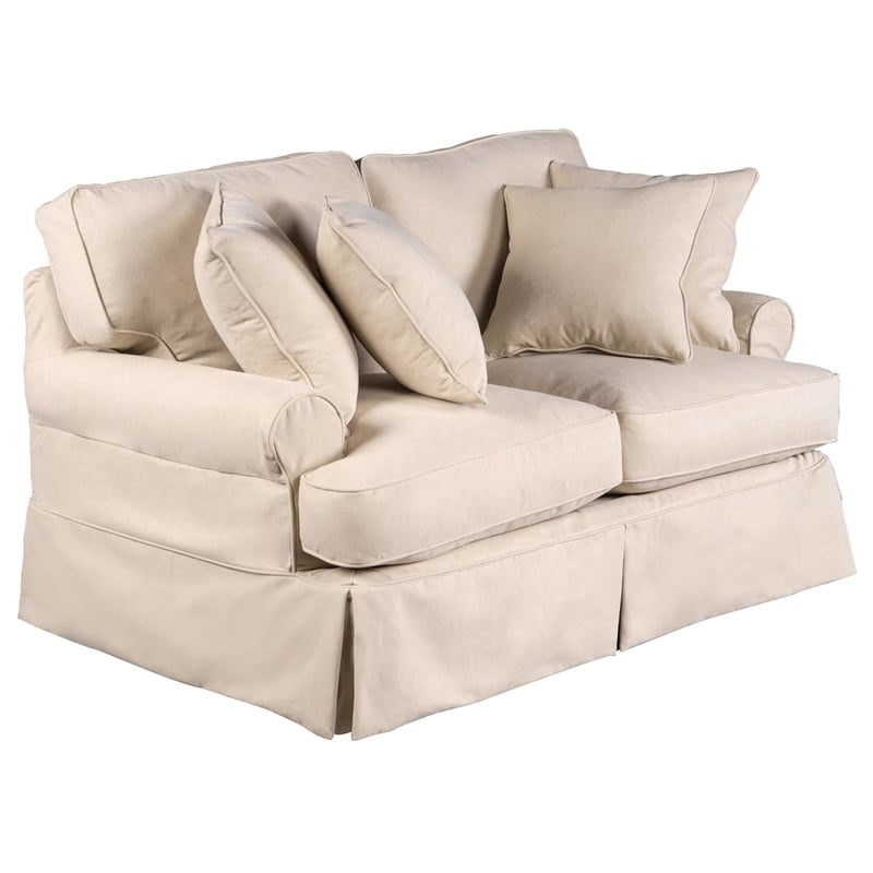 Horizon 2PC Slipcovered Sofa Loveseat Set in Tan Washable Performance Fabric