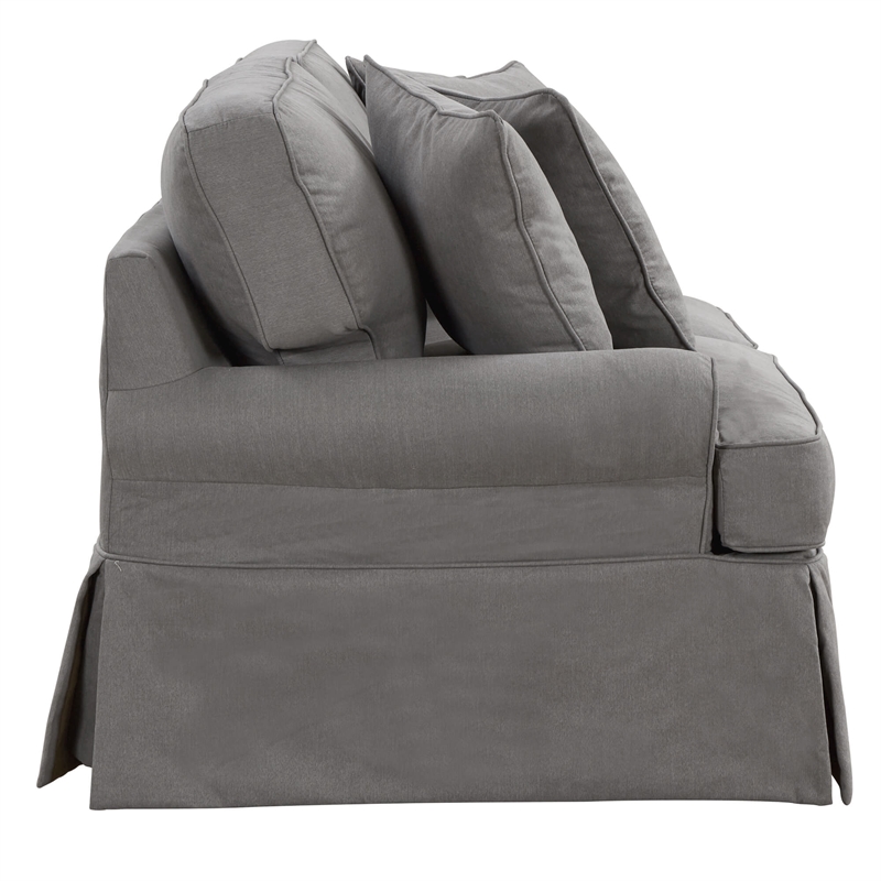Horizon 2PC Slipcovered Sofa Loveseat Set in Gray Washable Performance Fabric