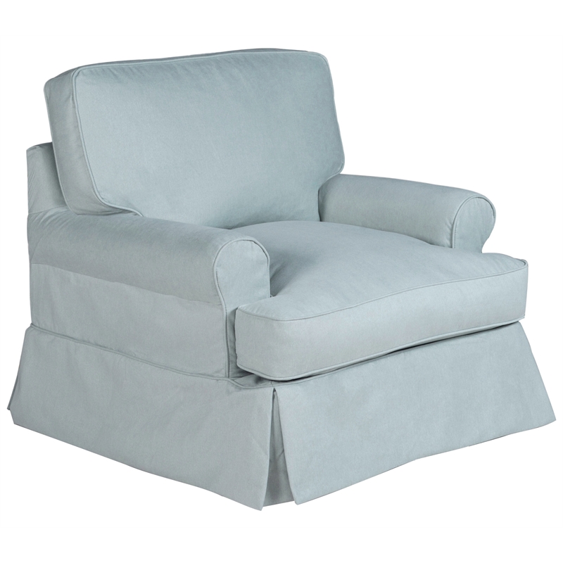 Horizon 3PC Slipcovered Sofa Chair Ottoman Set in Ocean Blue Performance Fabric