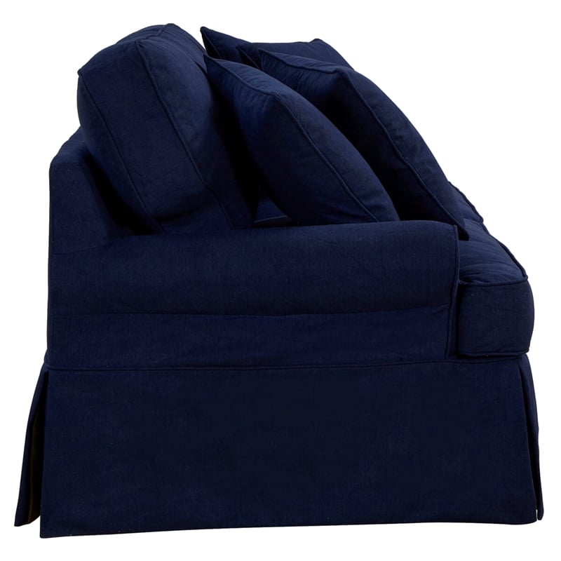 Horizon 3PC Slipcovered Sofa Chair Ottoman Set in Navy Blue Performance Fabric