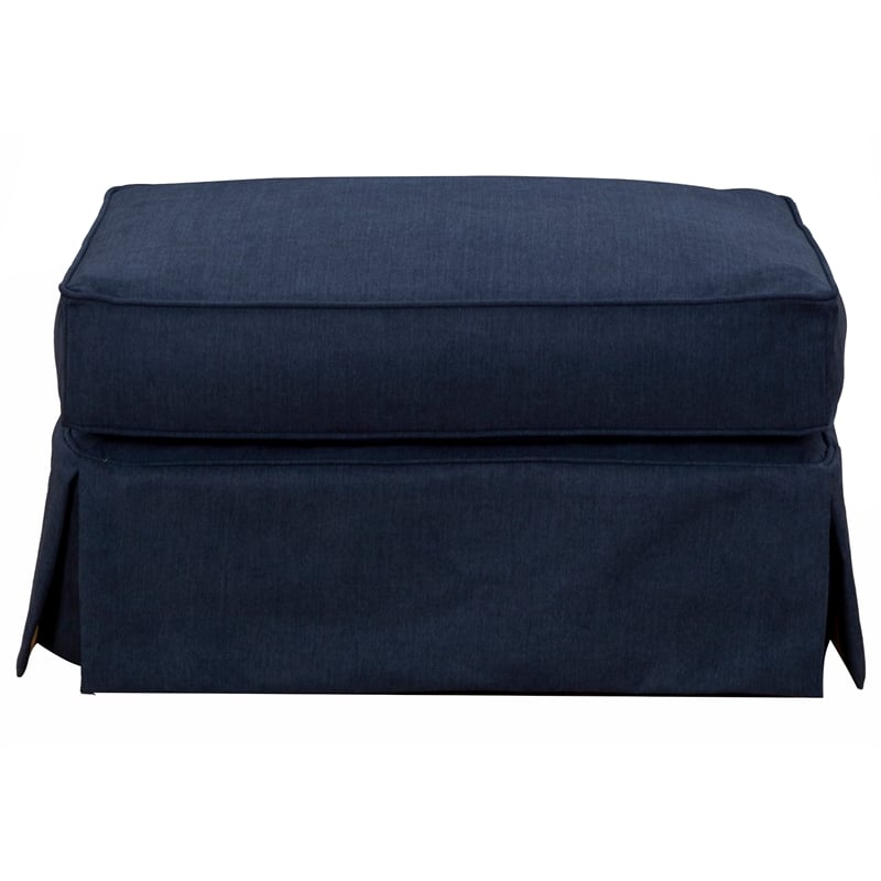 Horizon 3PC Slipcovered Sofa Chair Ottoman Set in Navy Blue Performance Fabric