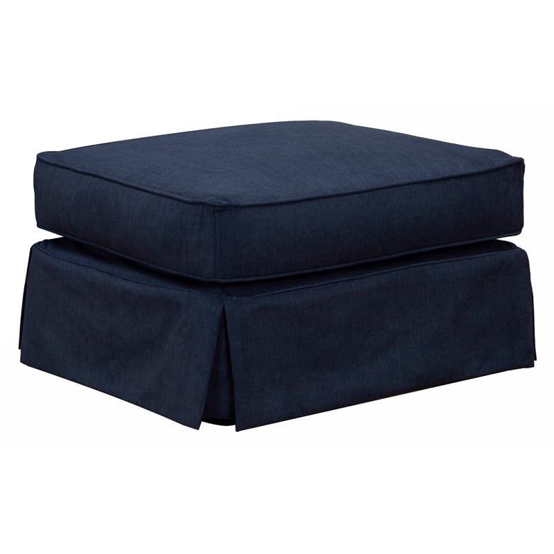 Horizon 3PC Slipcovered Sofa Chair Ottoman Set in Navy Blue Performance Fabric