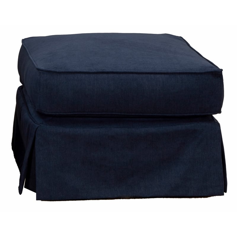 Horizon 3PC Slipcovered Sofa Chair Ottoman Set in Navy Blue Performance Fabric