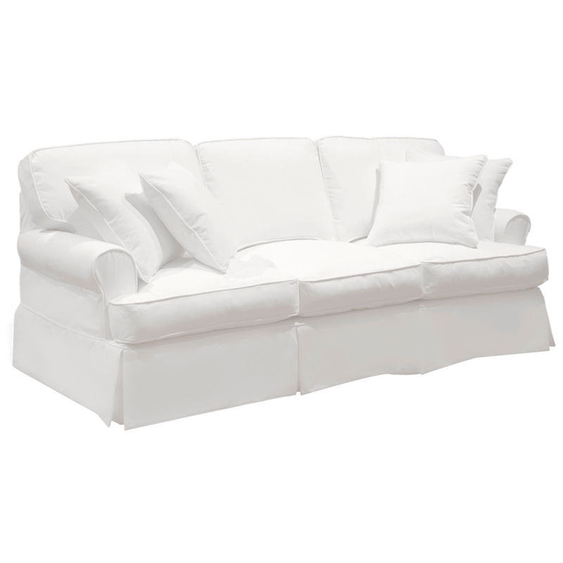 Horizon 3PC Slipcovered Sofa Chair Ottoman Set White Washable Performance Fabric