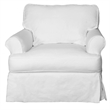 Horizon 3PC Slipcovered Sofa Chair Ottoman Set White Washable Performance Fabric