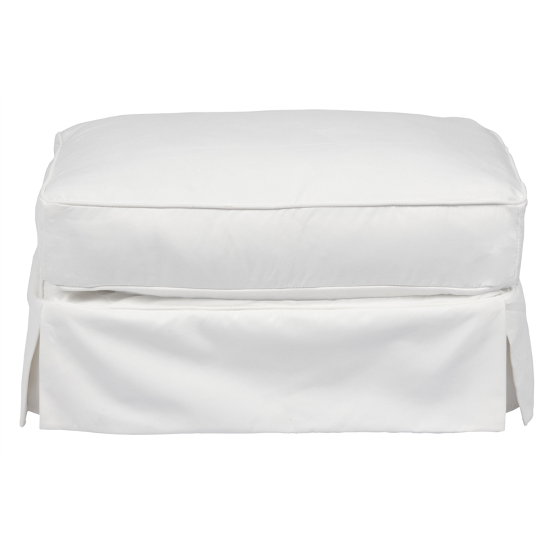 Horizon 3PC Slipcovered Sofa Chair Ottoman Set White Washable Performance Fabric