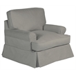 Horizon 3PC Slipcovered Sofa Chair Ottoman Set Gray Washable Performance Fabric
