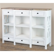 Sunset Trading Lattice Display Console White Brown Solid Wood Fully Assembled