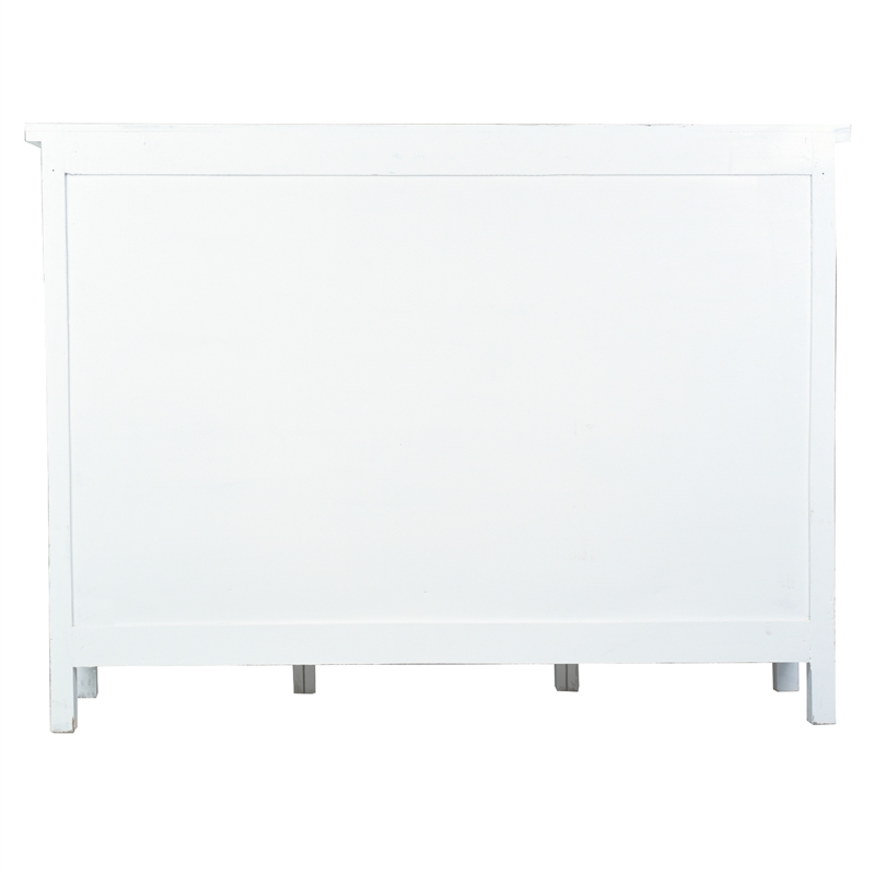 Sunset Trading Lattice Display Console White Brown Solid Wood Fully Assembled
