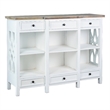 Sunset Trading Lattice Display Console White Brown Solid Wood Fully Assembled