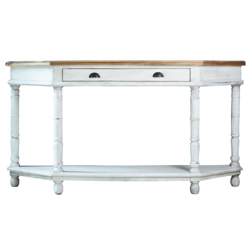 Sunset Trading Cottage Display Table White/Brown Solid Wood Fully Assembled