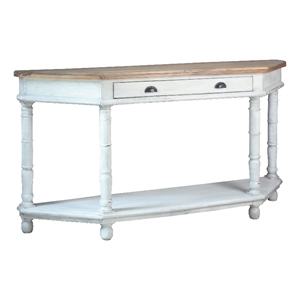 Sunset Trading Cottage Display Table White/Brown Solid Wood Fully Assembled