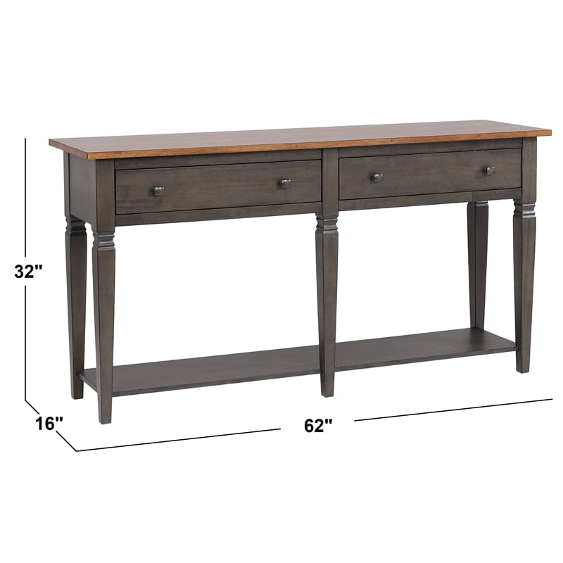 Sunset Trading Dakota Sofa Console Table w Drawers Shelf Brown Gray Solid Wood