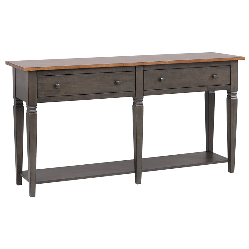 Sunset Trading Dakota 4PC Square Coffee Table Set w Console Brown Gray Wood