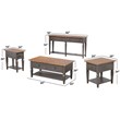 Sunset Trading Dakota 4PC Rectangle Coffee Table Set w Console Brown Gray Wood