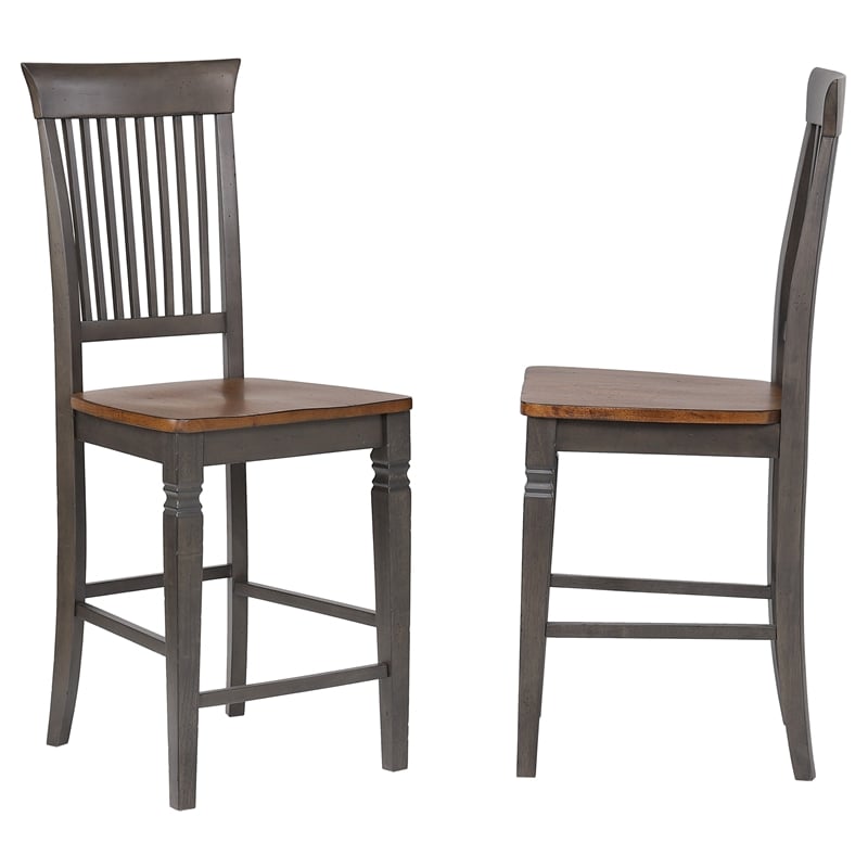 Sunset Trading Dakota 24-inch Slat Back Barstools Set of 2 Brown-Gray Solid Wood