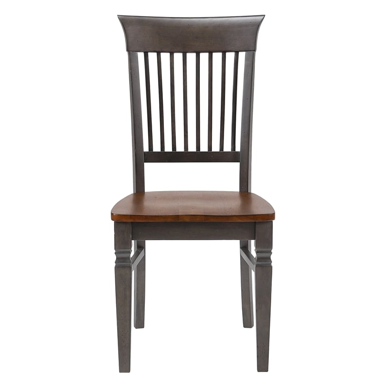 Sunset Trading Dakota Slat Back Dining Chairs Set of 2 Brown Gray Solid Wood