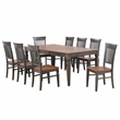 Dakota 9PC 60-78-inch Rectangle Expanding Dining Table Set Brown Gray Solid Wood