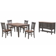 Dakota 6PC 60-78-in Rectangle Expand Dining Table Set w Buffet Gray Brown Wood