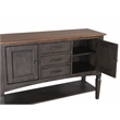 Dakota 6PC 60-78-in Rectangle Expand Dining Table Set w Buffet Gray Brown Wood