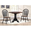 Sunset Trading 3PC 42-in Round Extendable Dropleaf Dining Set Black Brown Wood