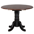 Sunset Trading 3PC 42-in Round Extendable Dropleaf Dining Set Black Brown Wood