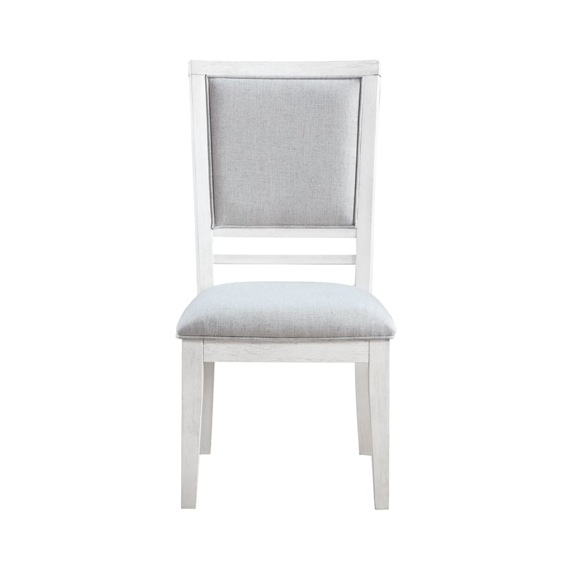 Sunset Trading Dover Upholstered Dining Side Chairs Cerused White Wood Set of 2