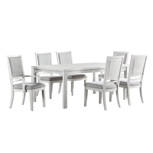 Dover 60-78-96&quot Rectangle Expandable Dining Table Set w Armchairs in White Wood
