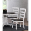 French Chic Ladder Back Dining Chairs Set of 2 Antique White & Walnut Brown Wood